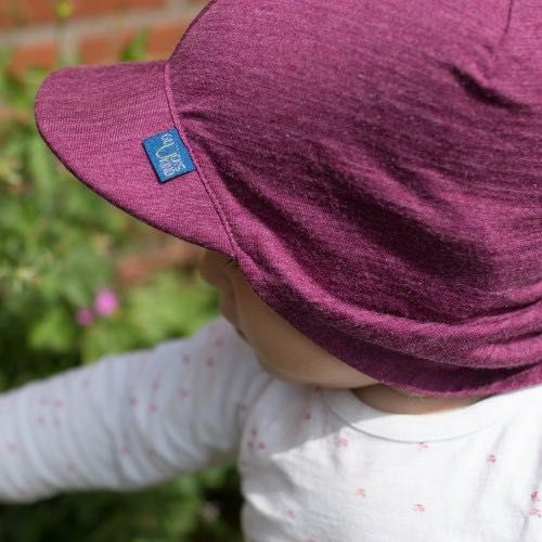 Czapka merino z jedwabiem Glückskind śliwkowa r.XL 3-7 lat