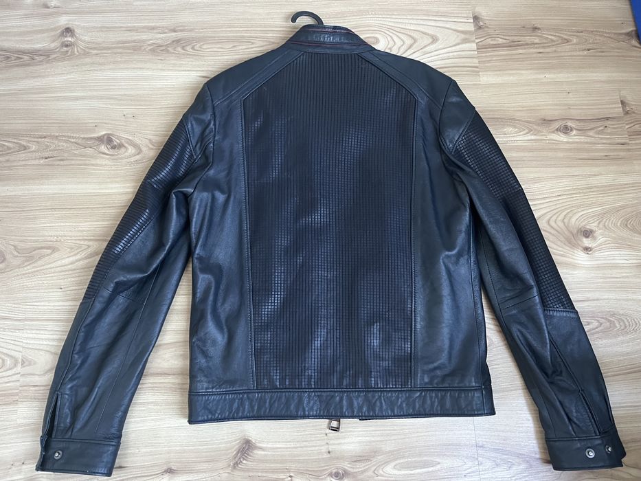 Kurtka skórzana męska S M Skóra granatowa