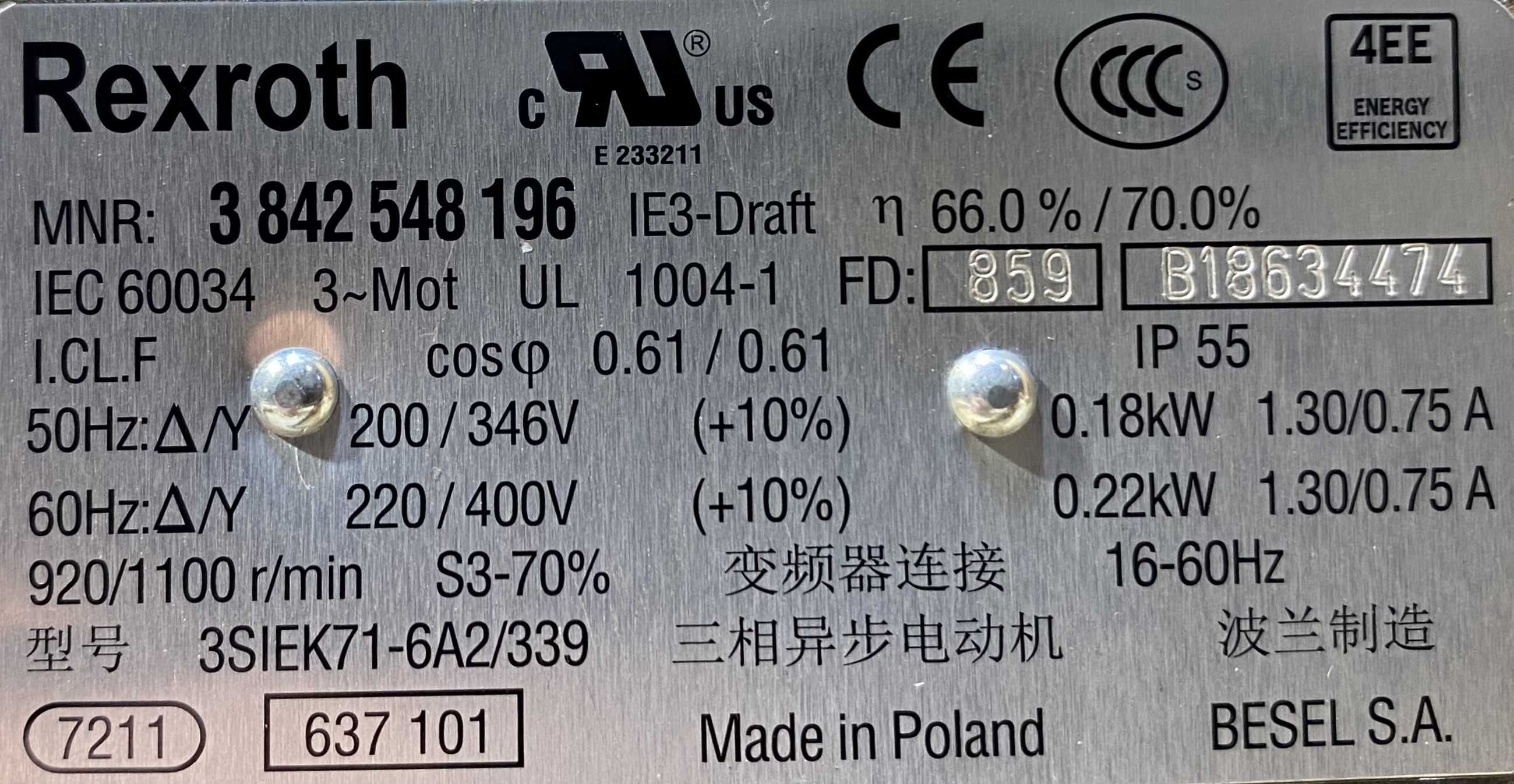 motoreduktor / przekładnia 0,18kW 61obr. 3fazowy