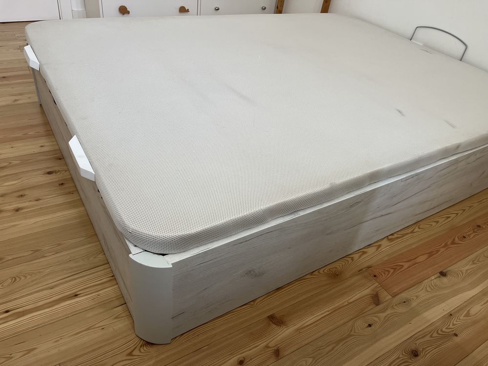 Cama casal | Sommier de madeira WOODSPACE | 1,90 x 1,40 | cor snow