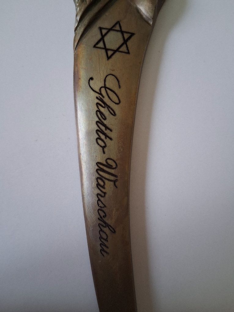 Nóż do listów Ghetto Warschau Judaica W. Szpilman kolekcjonerski