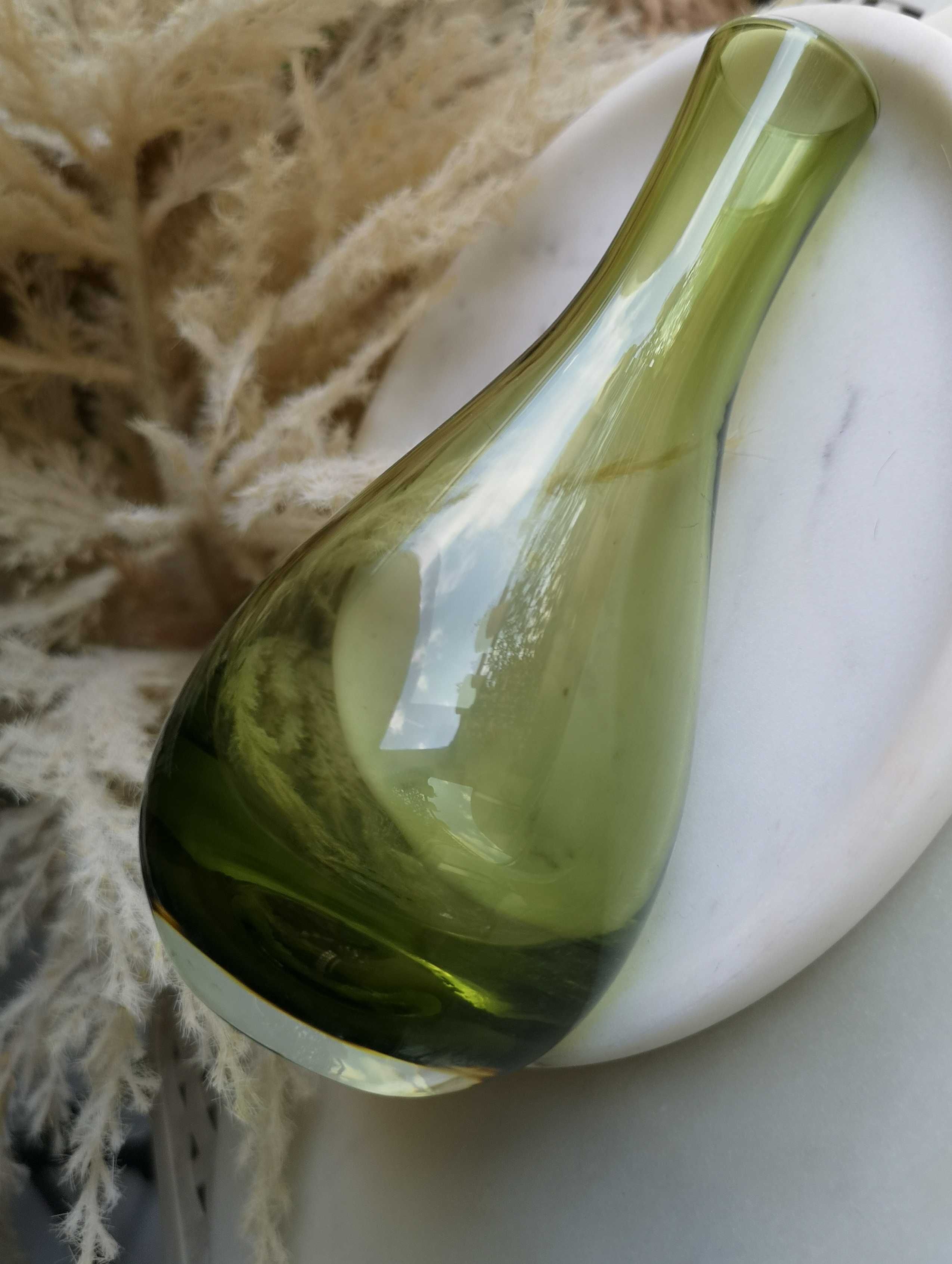 wazon zielony oliwka ciemny PRL Krosno
