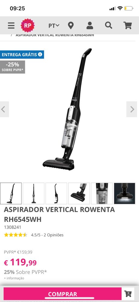 Aspirador Rowenta s/fios 14.4 V