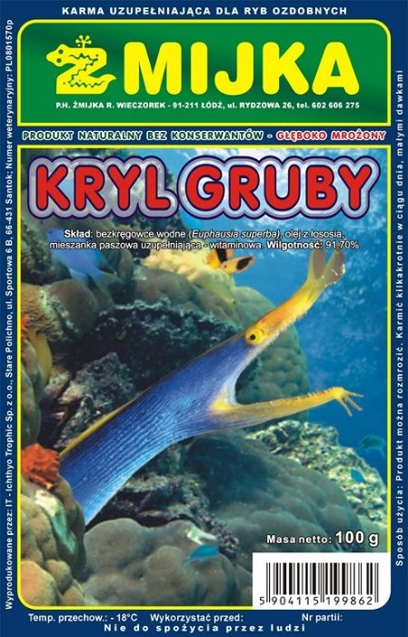 KRYL GRUBY mrożony pokarm dla ryb 100g. GREMI
