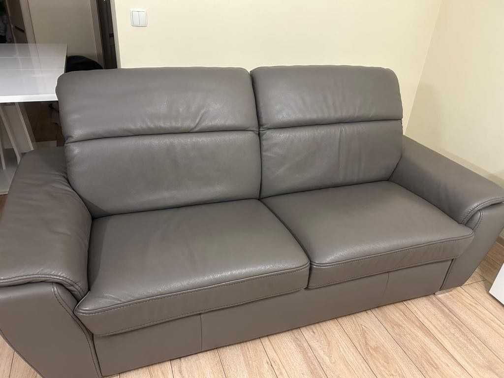 Meble skórzane Kler – sofa z funkcją spania + 2 fotele