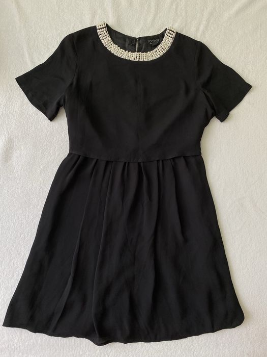 чорне плаття Topshop з перловим коміром - S розміо