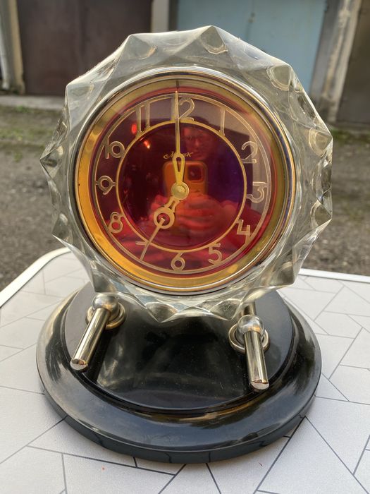 Zegar majak czerwona tarcza prl retro vintage