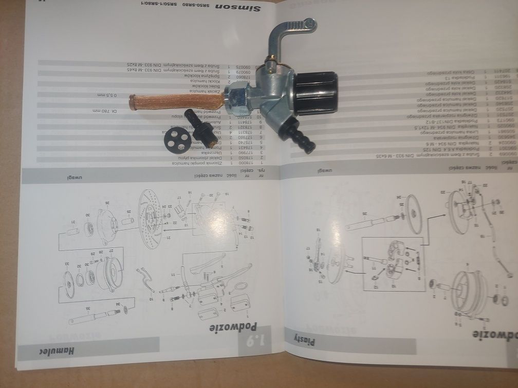 Nowy zestaw simson sr50 skuter katalog czesci +kranik