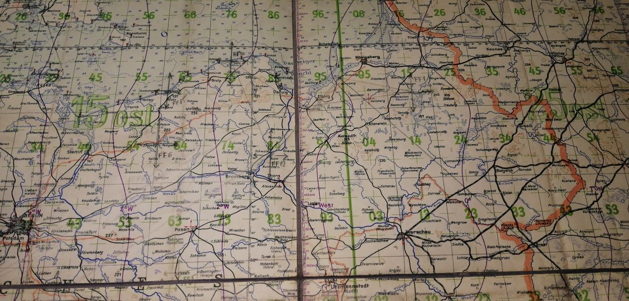 Mapa lotnicza Luftwaffe 1940r Oryginał Stan bdb