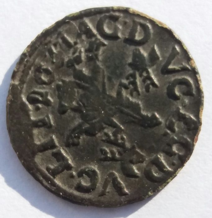 oML, stara moneta RR unikat szeląg Jan Kazimierz 1665/1666 Kowno Jeleń