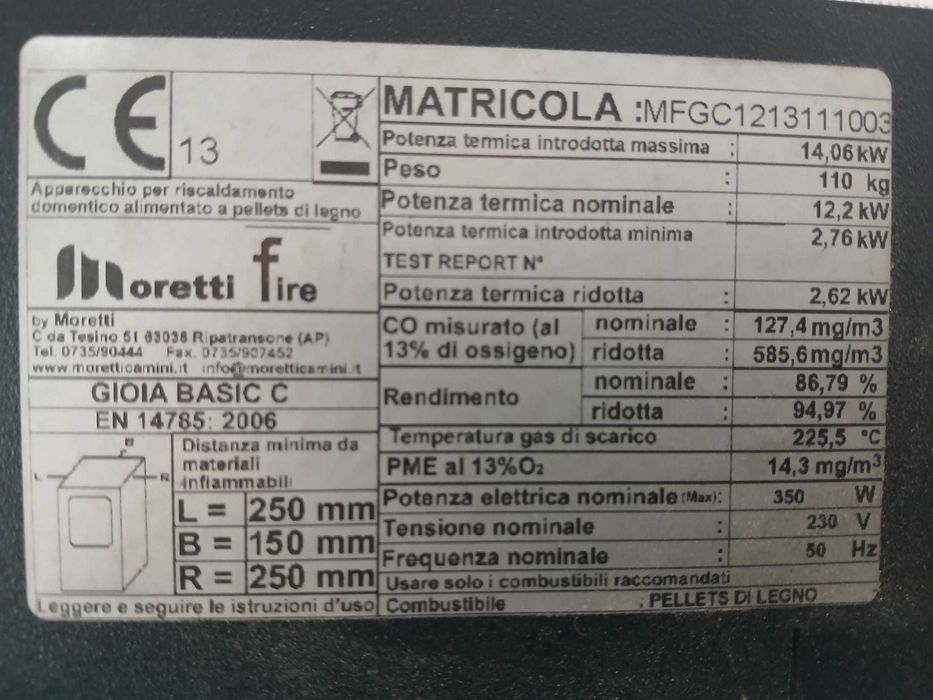 Salamandra pellets  ( moretti fire)