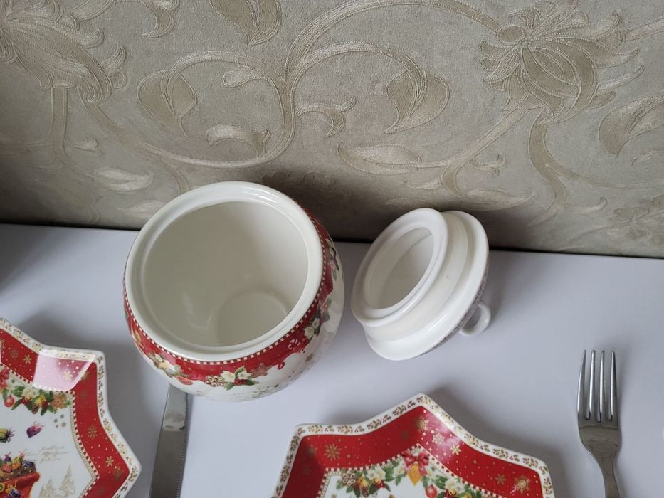 Новогодняя посуда рождество тарелки новорічний посуд