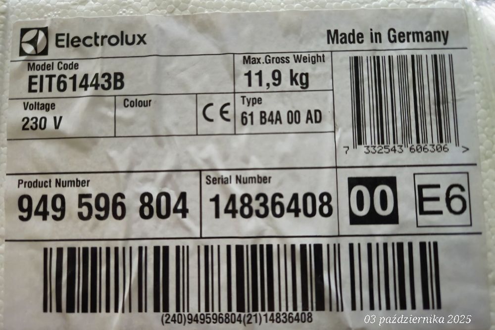 Płyta indukcyjna Electrolux EIT61443B bez żadnej ryski