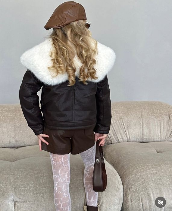 Зимова дубленка  для дівчинки на ріст 164-170