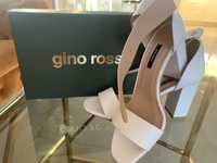 Sandałki szpilki biale koturny skorzane Gino Rossi