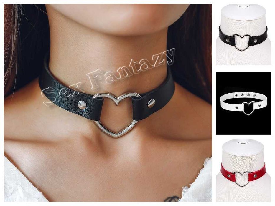 Чокер кожаный с сердечком, ошейник, сексуальное белье еротична білизна