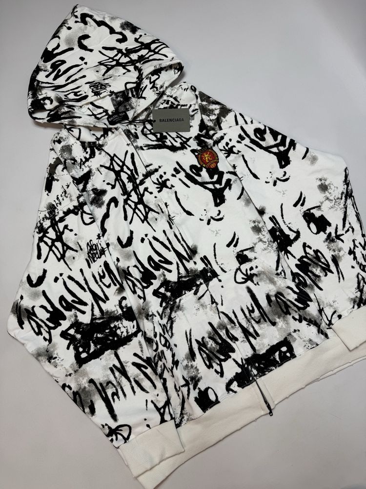Зіп худі Balenciaga Graffiti White Skater Zip up L