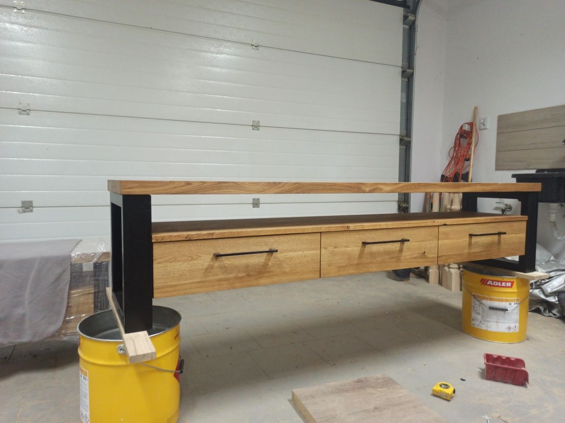 Szafka RTV "Sopran", Loft Styl 160 cm, 120-200 cm, dąb, Jesion, pod tv