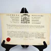 Certyfikat relikwii z 1867r wystawiony przez Biskupa Clemente Pagliari