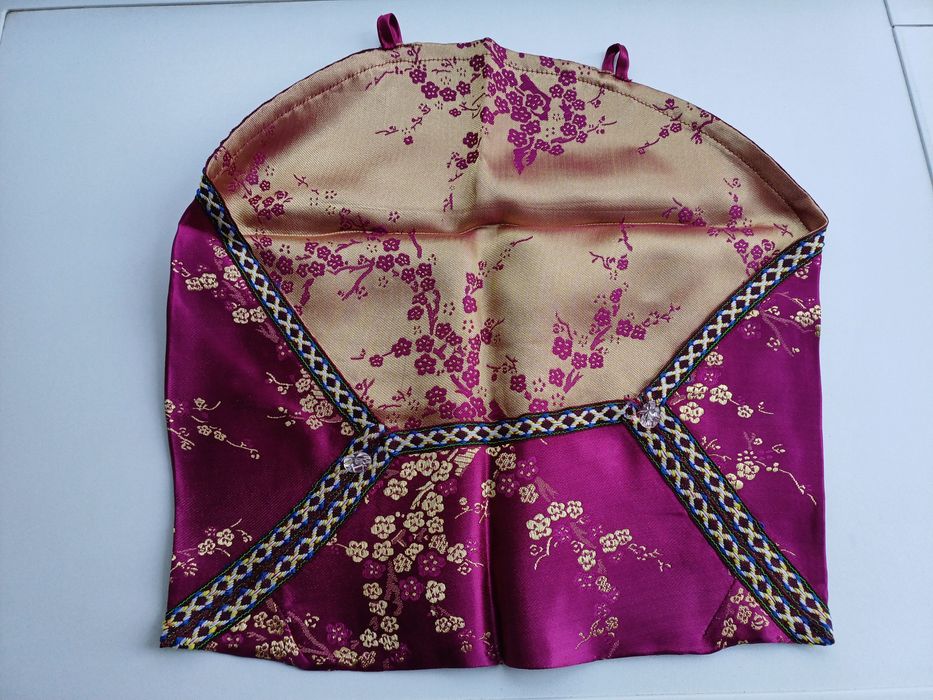 Bolsa/Porta-guardanapos de estilo chinês, com motivos florais