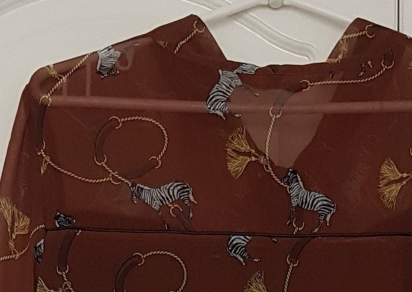 Zebra zebry chwosty długa tunika bluzka brązowa XXXL 46 18 Plus Size