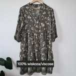 Sukienka midi khaki 100% wiskoza w kwiaty 38 M wiosenna cottagecore