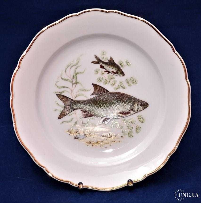 Фарфоровые тарелки для рыбных блюд. 3 штуки