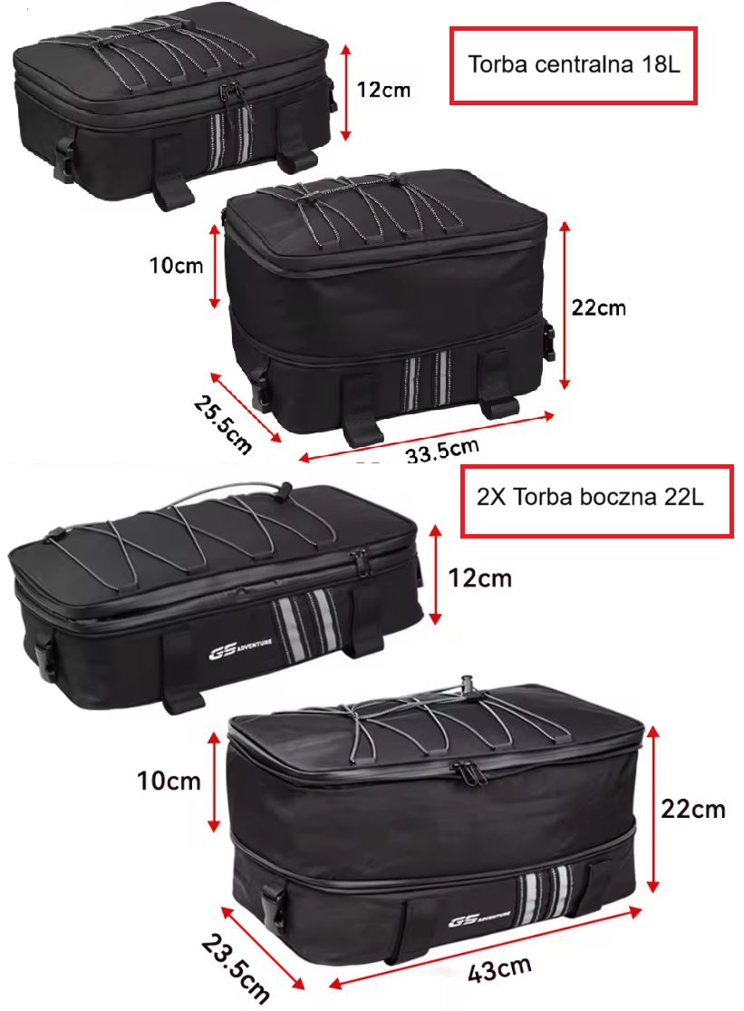 TOPX Torby sakwy motocyklowe dokładki na kufer GIVI KAPPA SW-MOTECH