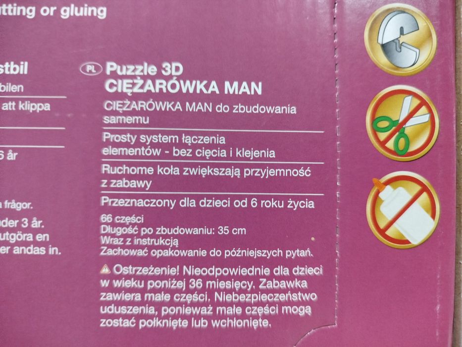PLAY TIVE Puzzle 3D ciężarówka Man RUCHOME KOŁA