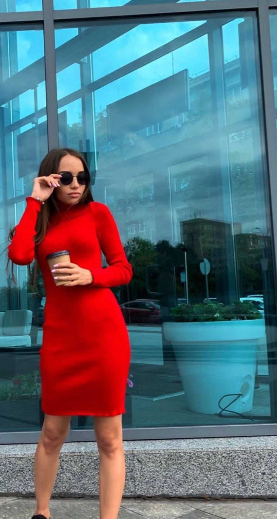 В`язана сукня гольф, під горло, рубчик, резинка. вязаное платье,