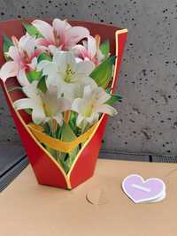 Pocztówka okolicznościowa 3D Pop-up kwiaty na Dzień Matki nowa outlet