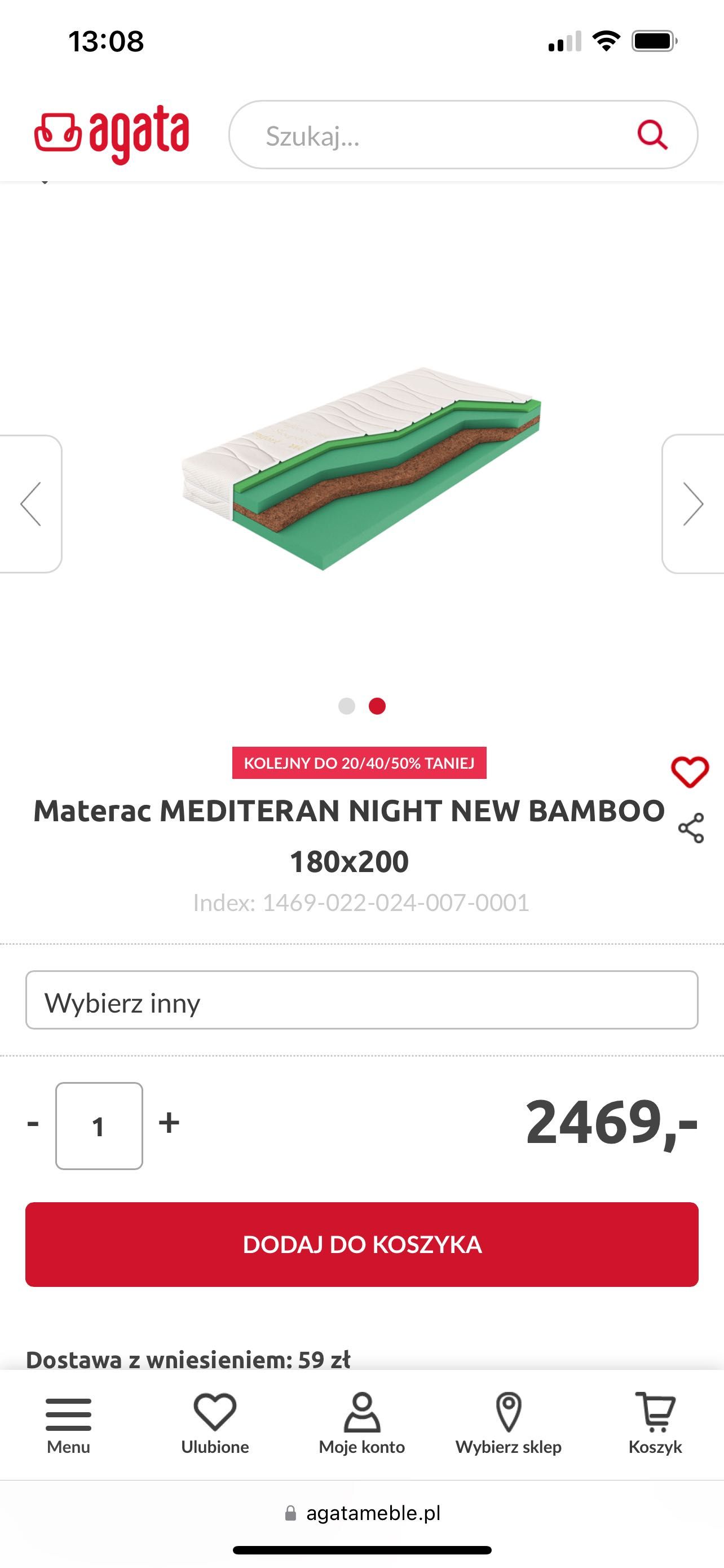 Materac mediteran night new bamboo 180x200