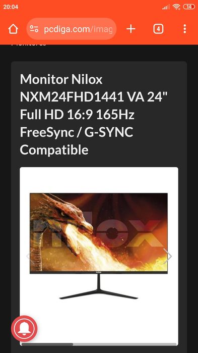 Monitor nilox com o ecrã partido
