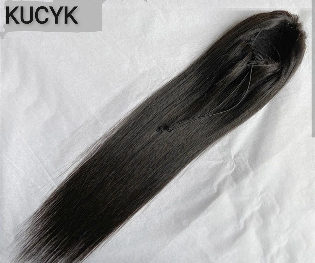 Włosy kucyk czarny gęsty i długi
