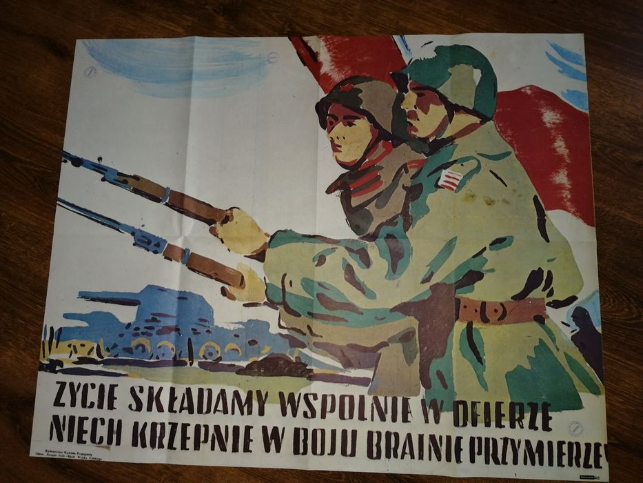 "Życie składamy wspólnie w ofierze... " Plakat vintage propaganda PRL