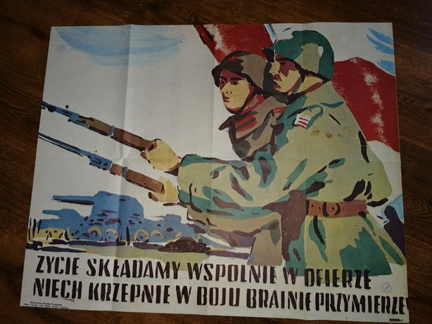 "Życie składamy wspólnie w ofierze... " Plakat vintage propaganda PRL