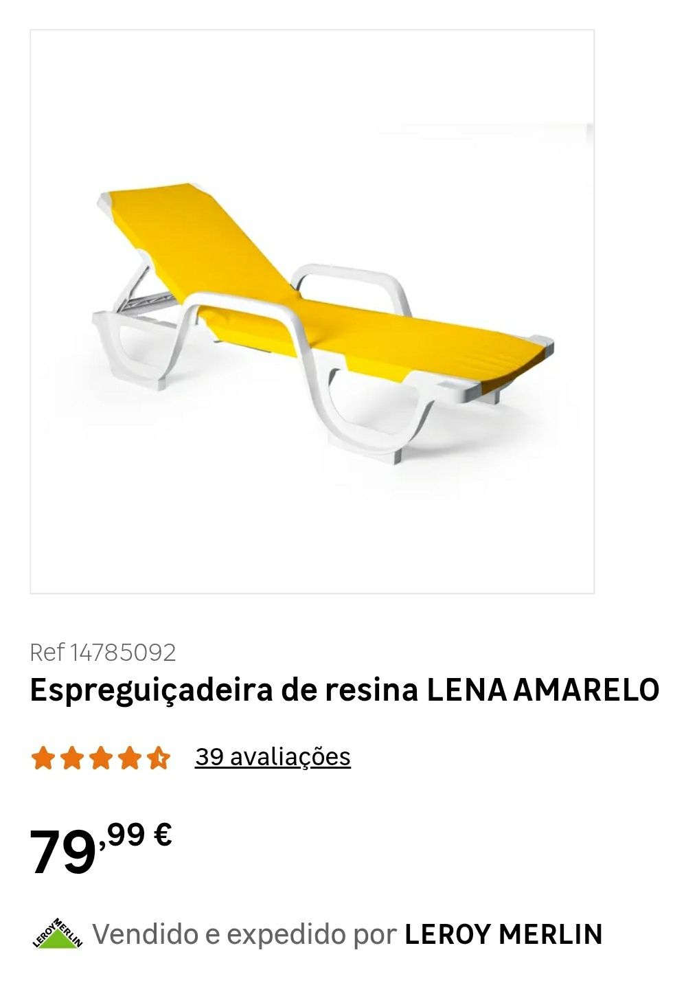 Espreguiçadeira de resina AMARELO