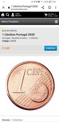 Moedas de 1 cêntimo Portugal 2020