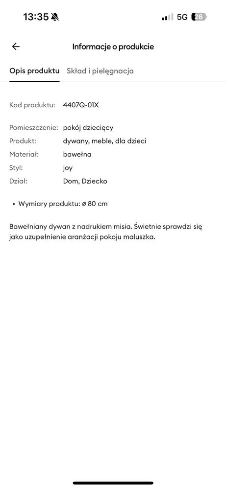Sinsay dywanik okrągły z misiem bawełna
