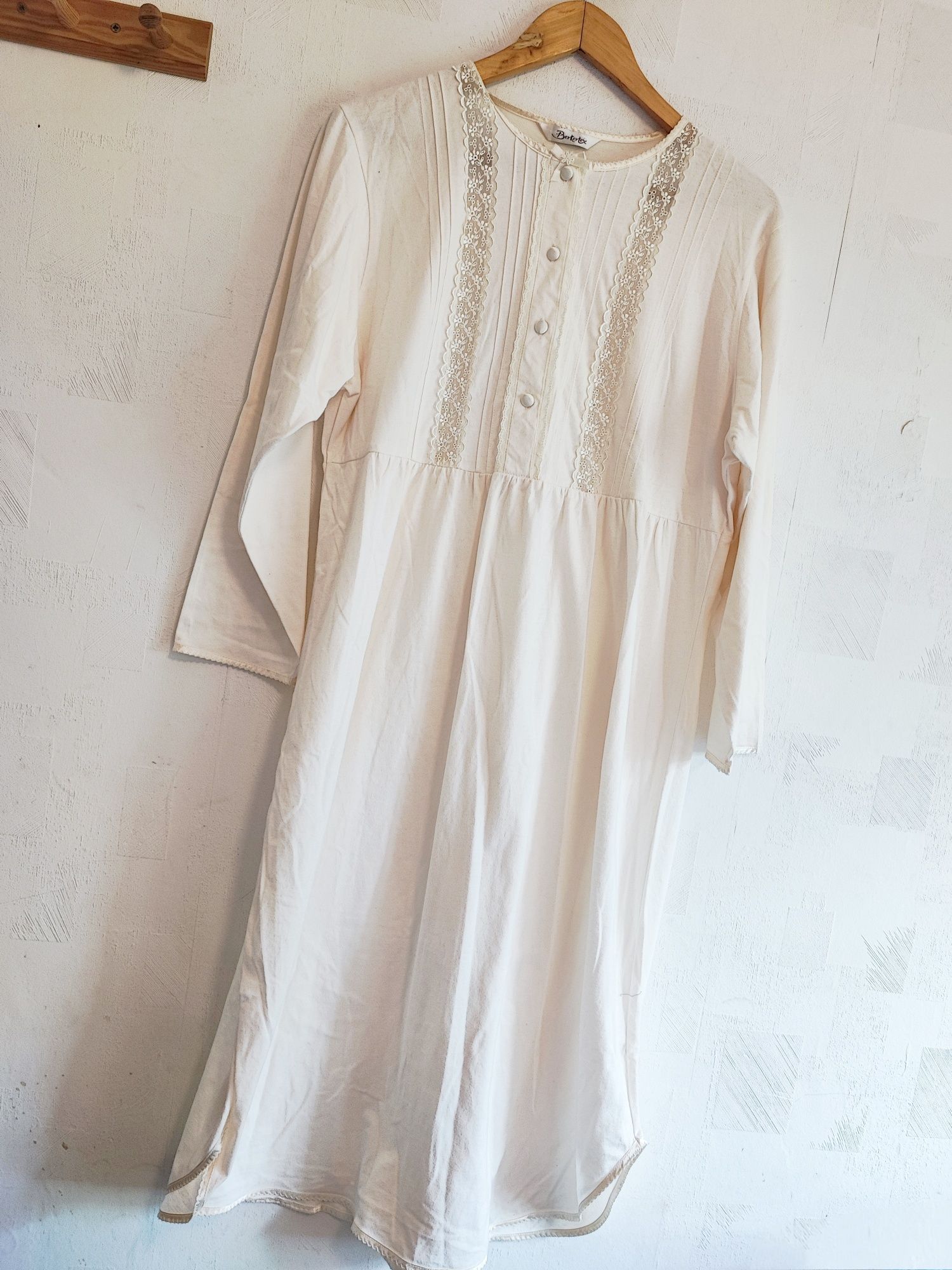 Kremowa MIDI sukienka Vintage bawełna cotton plus size casual