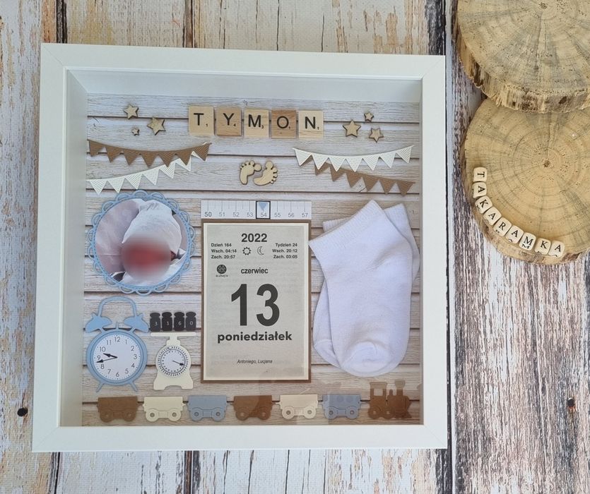 Metryczka w ramce 3d dla dziecka
