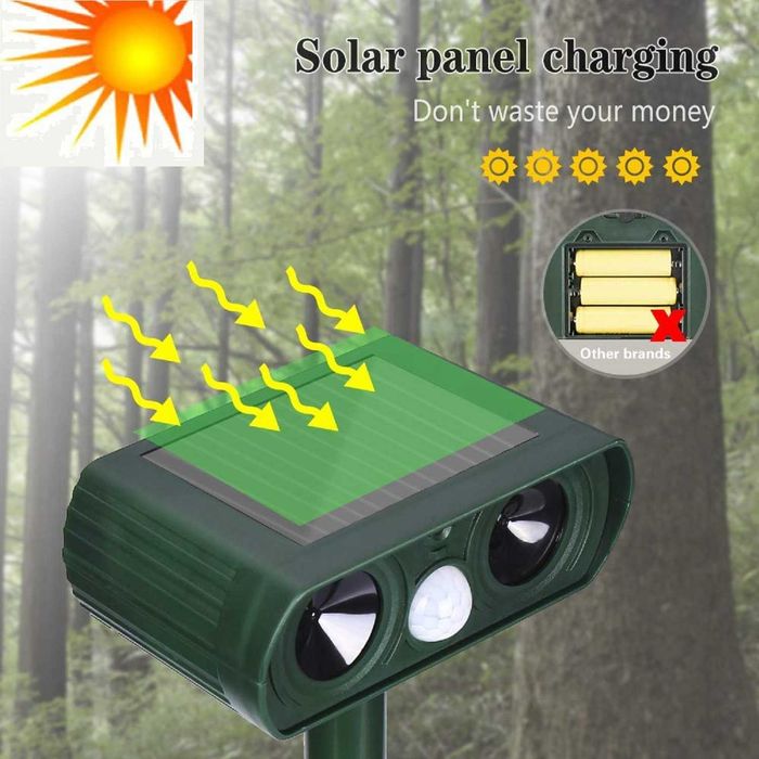 Solarny ultradźwiękowy odstraszacz ptaków kotów zwierząt