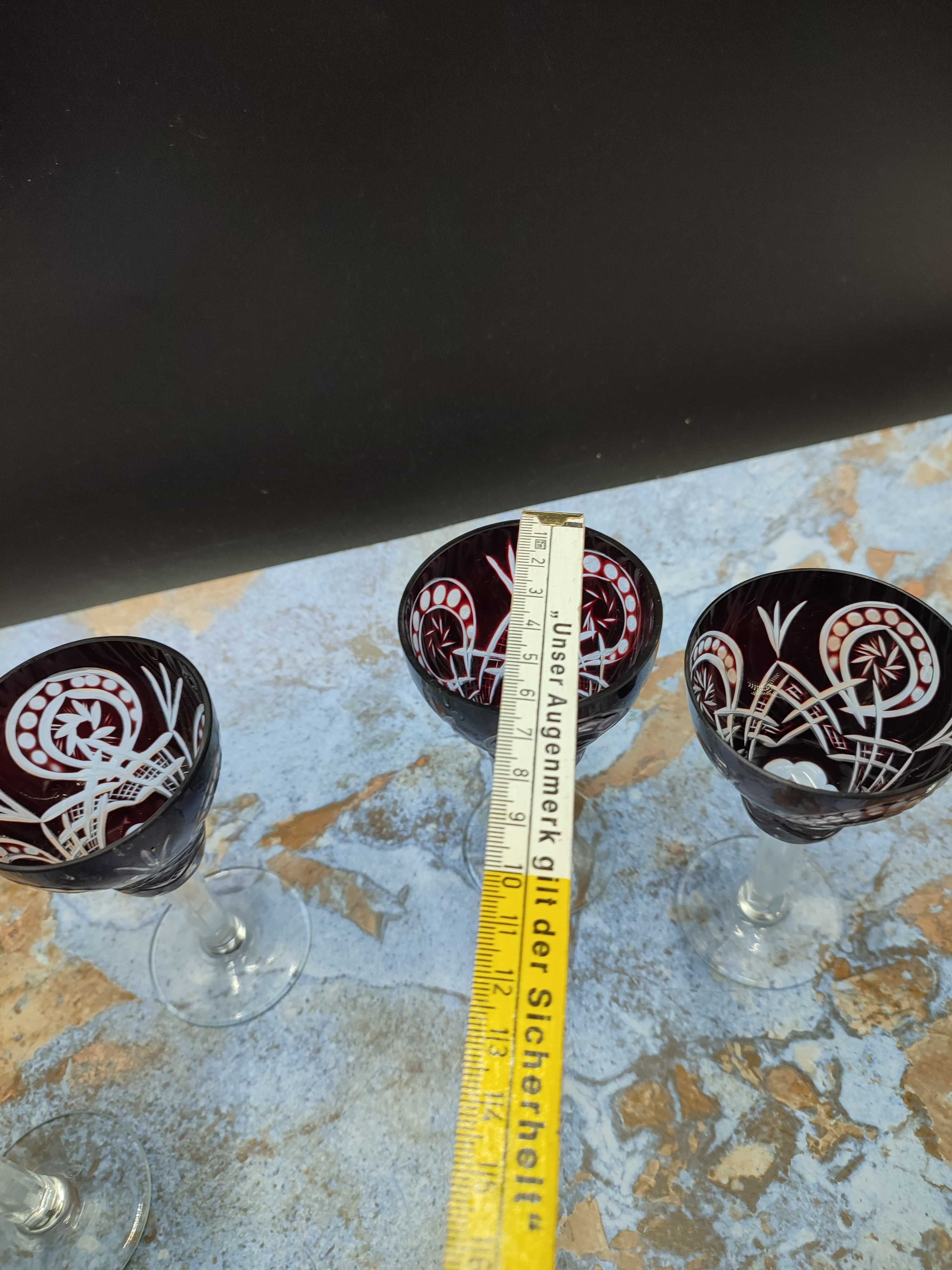 Karafka + 6 szt kieliszek szkło kryształowe - Rubinowy - Design - 2638