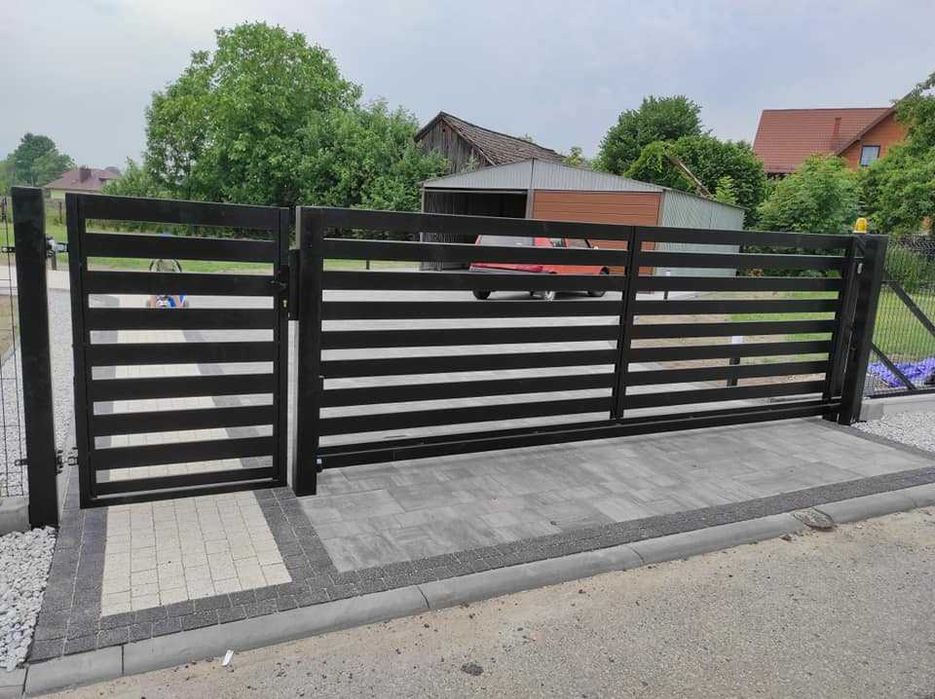 Ogrodzenie nowoczesne frontowe, palisadowe, aluminiowe, stalowe,