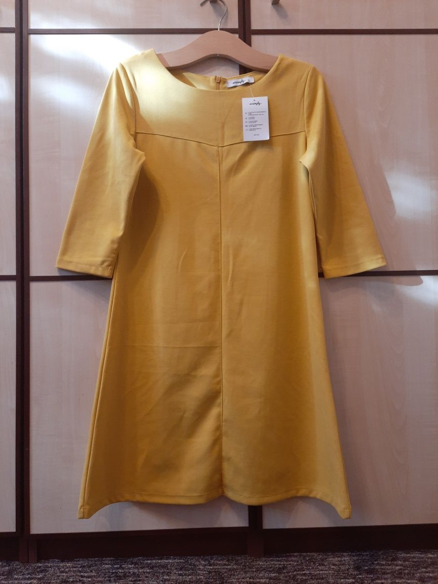 Żółta musztardowa sukienka nowa sukienka metką