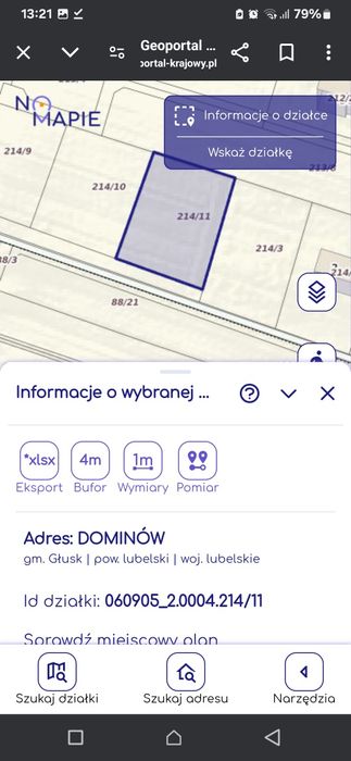Działka budowlana 15a w Dominowie gm. Głusk