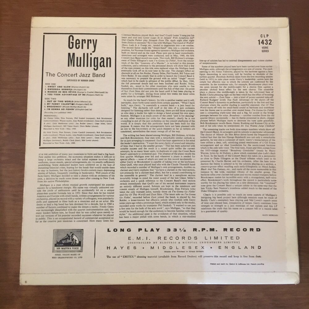 Vinil Gerry Mulligan - the concert jazz band 1960 um