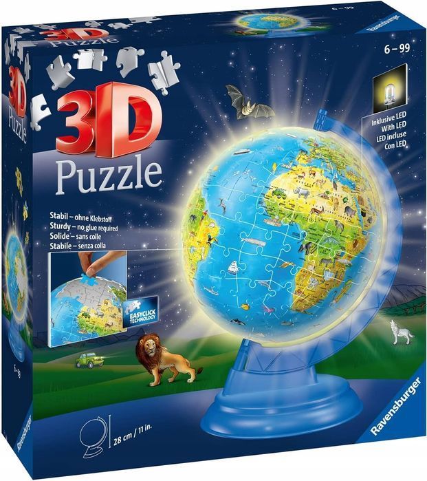 puzzle edukacyjne 3d ball - podświetlany globus
