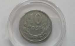 Moneta 10 gr z 1949 r z zaznaczonym 2 x destruktem stan b. dobry