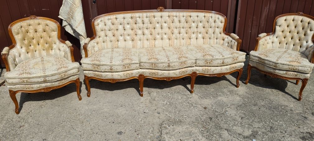 Piękny barokowy zestaw Ludwikowski Sofa 2x fotel